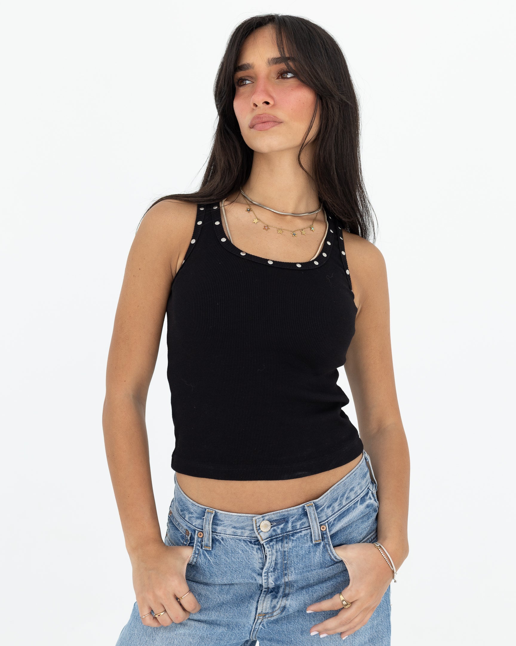 トップス VERONICA studded tank top Black Studded Tank Top – Shop Wearth