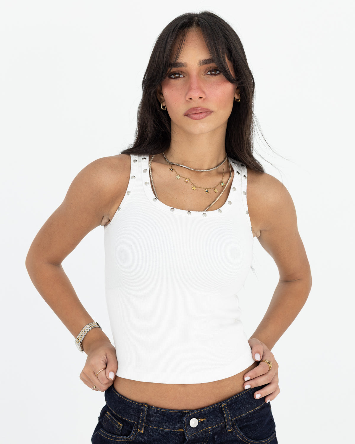 White Studded Tank Top – Shop Wearth